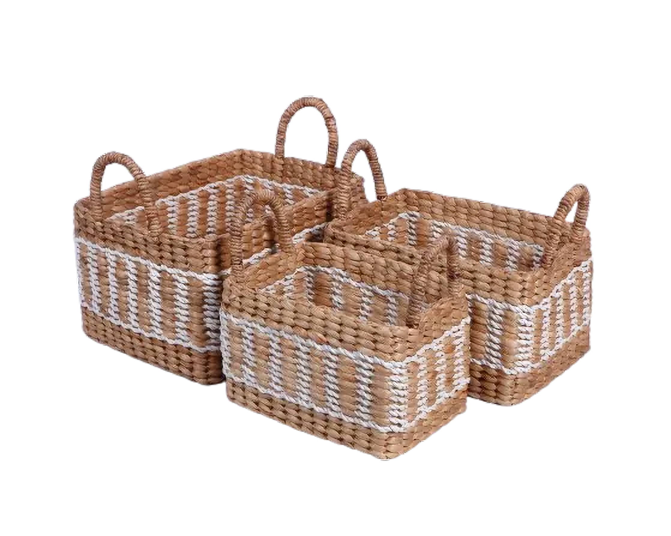 Eco-friendly Basket - Water Hyacinth Mix Synthetic - Set Of 3