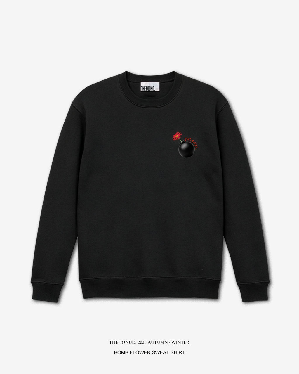 BOMB FLOWER SWEAT SHIRT-BLACK-
