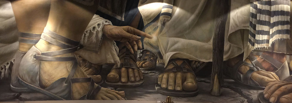 disciples' feet touching Jesus' garment