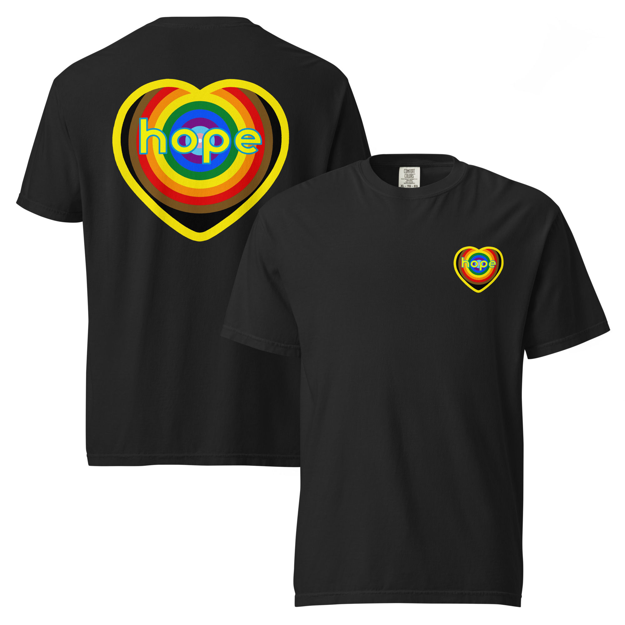 Rainbow Hope Heavyweight Tee - front and back