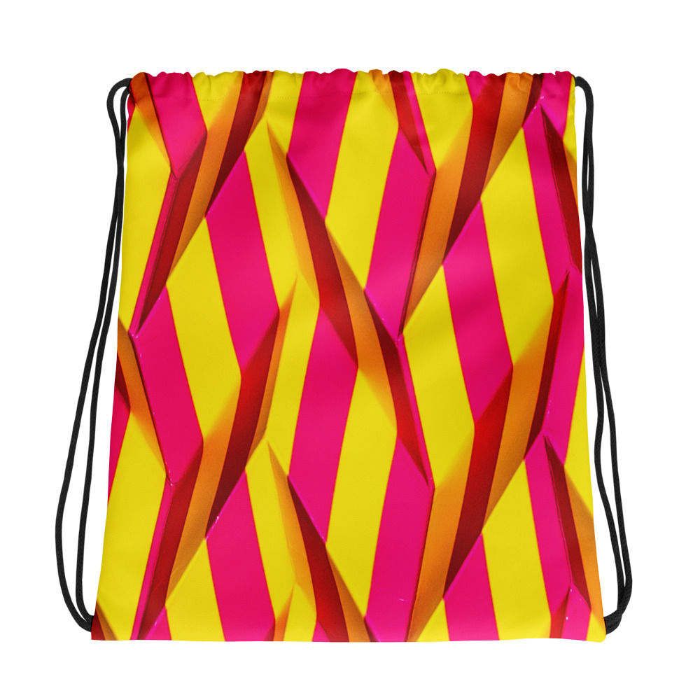 Pink Lemonade Fold-o-montage Drawstring bag