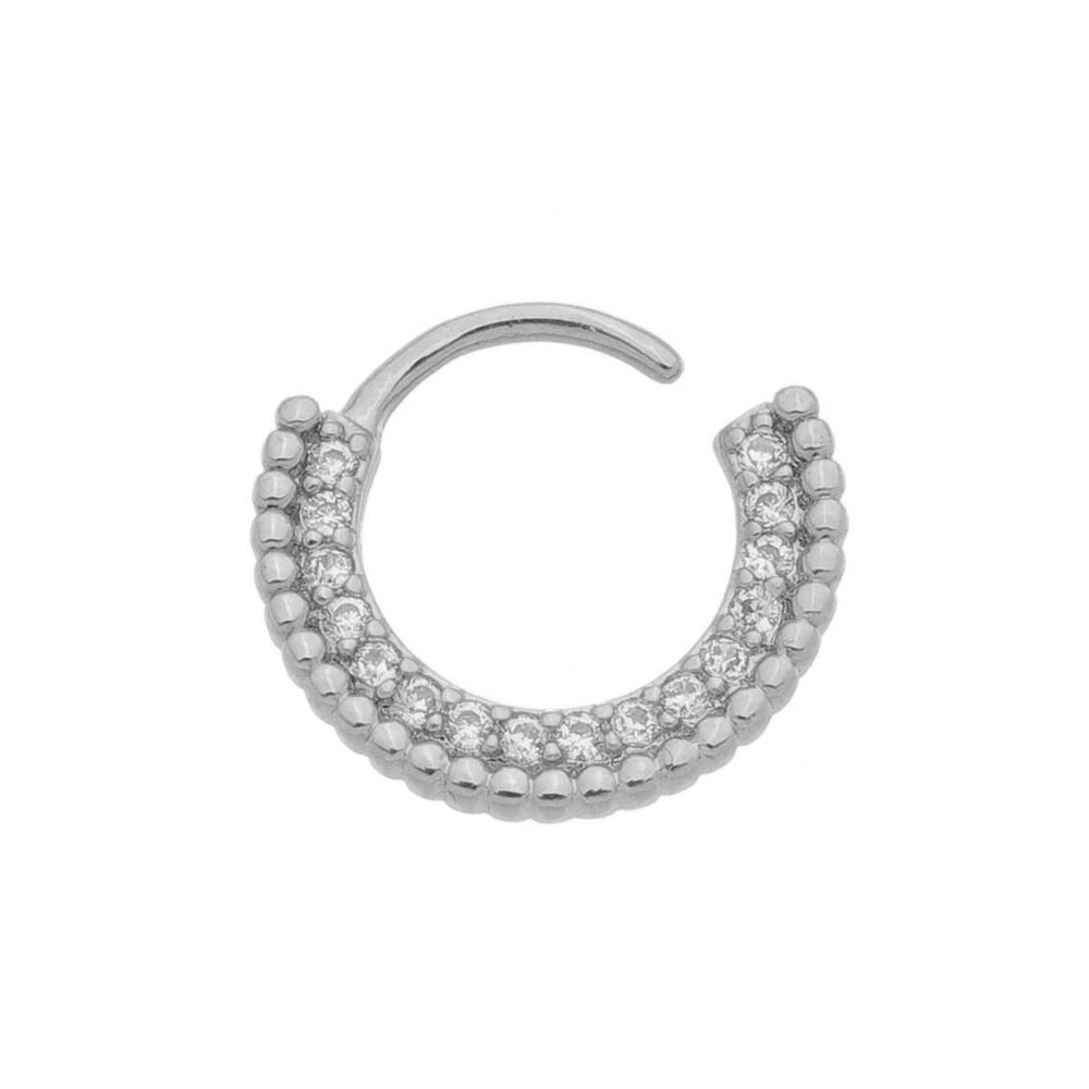 Piercing de torção cravejado luxo no ródio