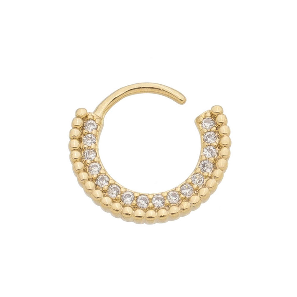 Piercing de torção cravejado luxo banhado em ouro 18k