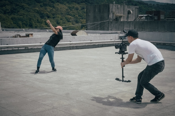 Man capturing content for social media