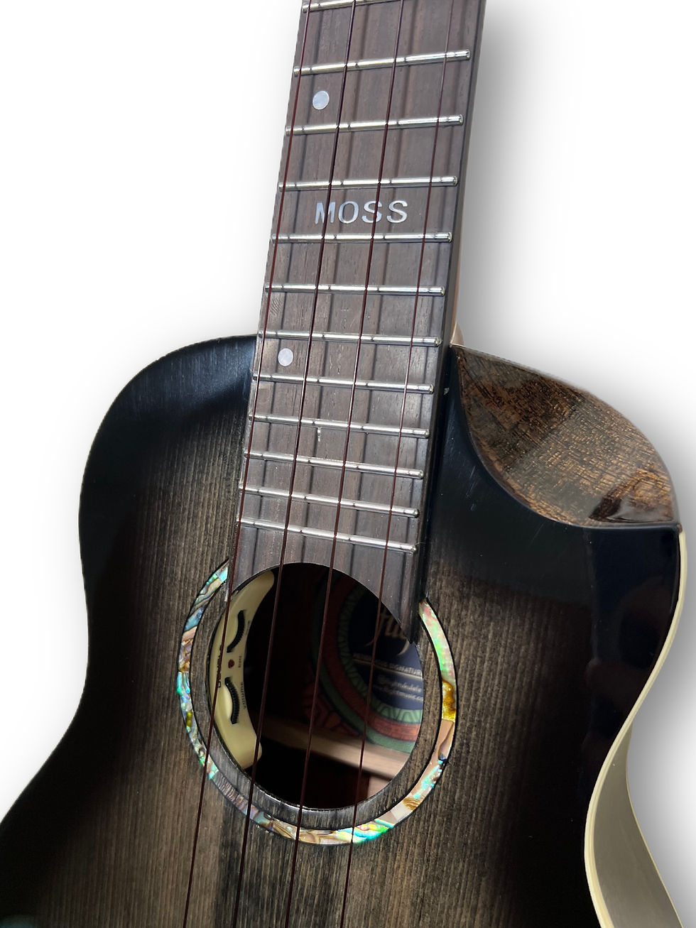 Thumbnail: Flight Vanguard Solid Body Transparent Black Electric Tenor frets