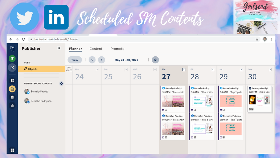 Bernalyn Padrigano- Scheduled SM Contents in Hootsuite (Twitter & LinkedIn)