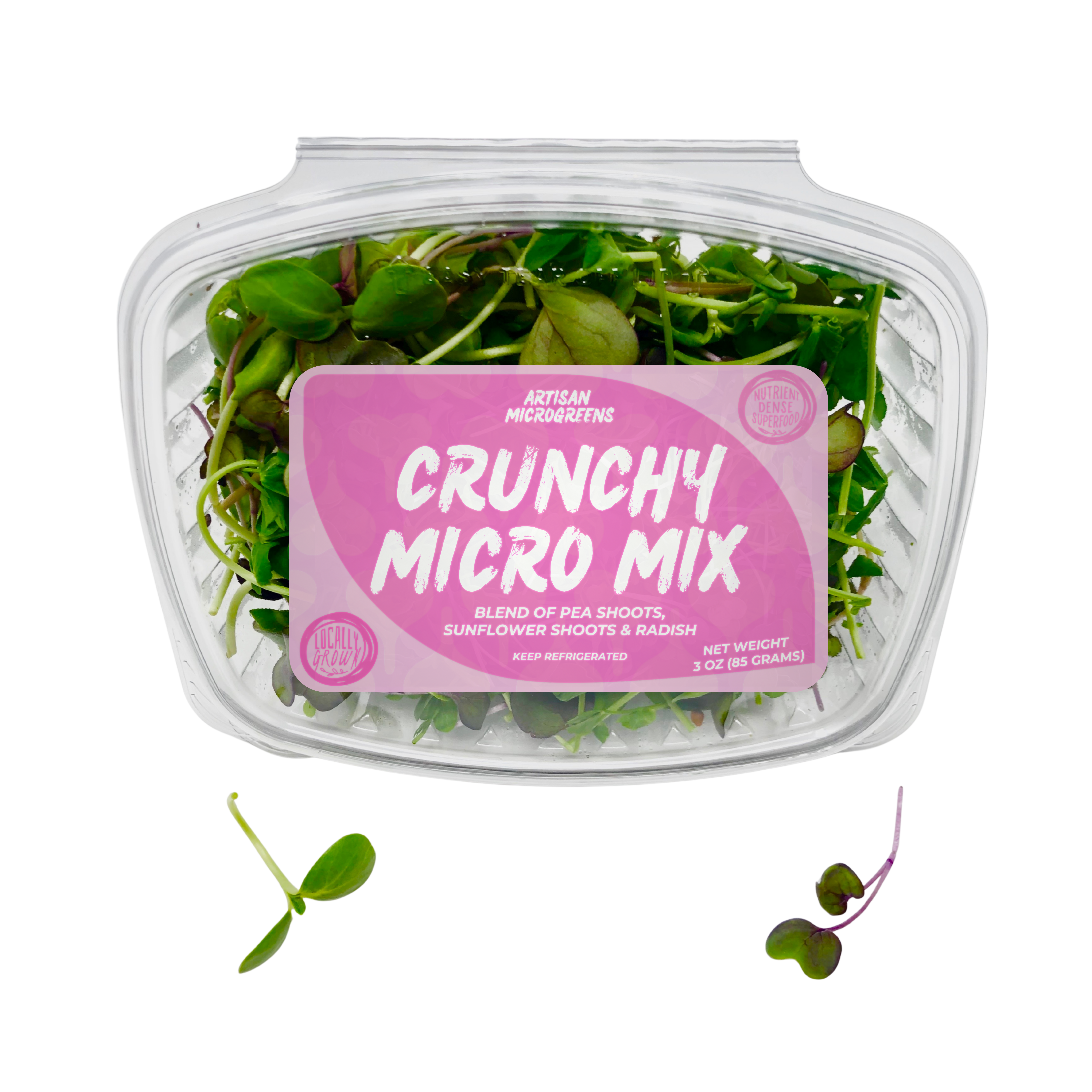 Crunchy Mix Microgreens (Blend of Pea Shoots, Radish & Sunflower Shoots) - 70g