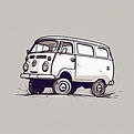 a simple and cute van with dust kicked up behind it as it drives across right to left.jpg