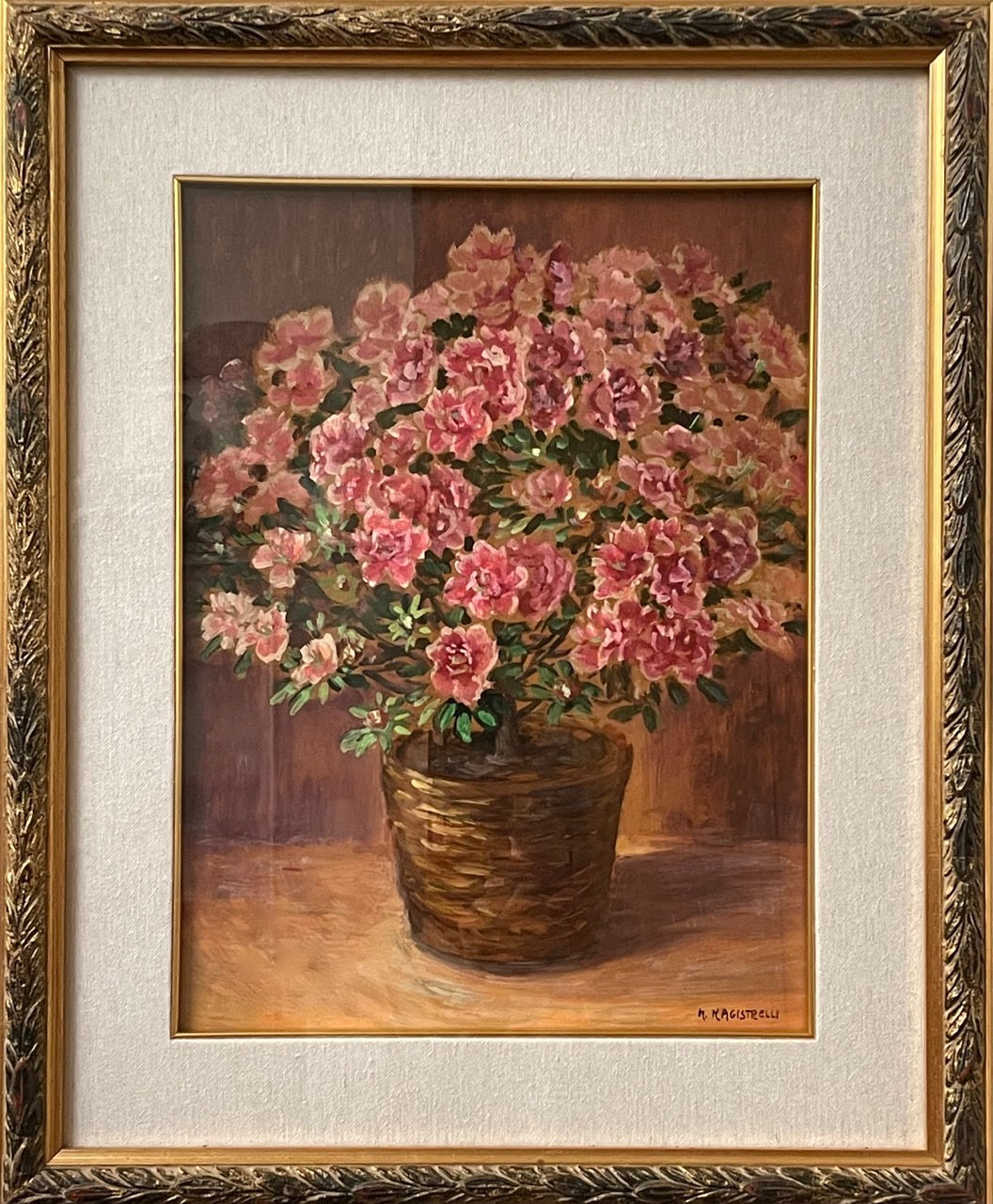 Pianta di azalea in coprivaso bambù scuro