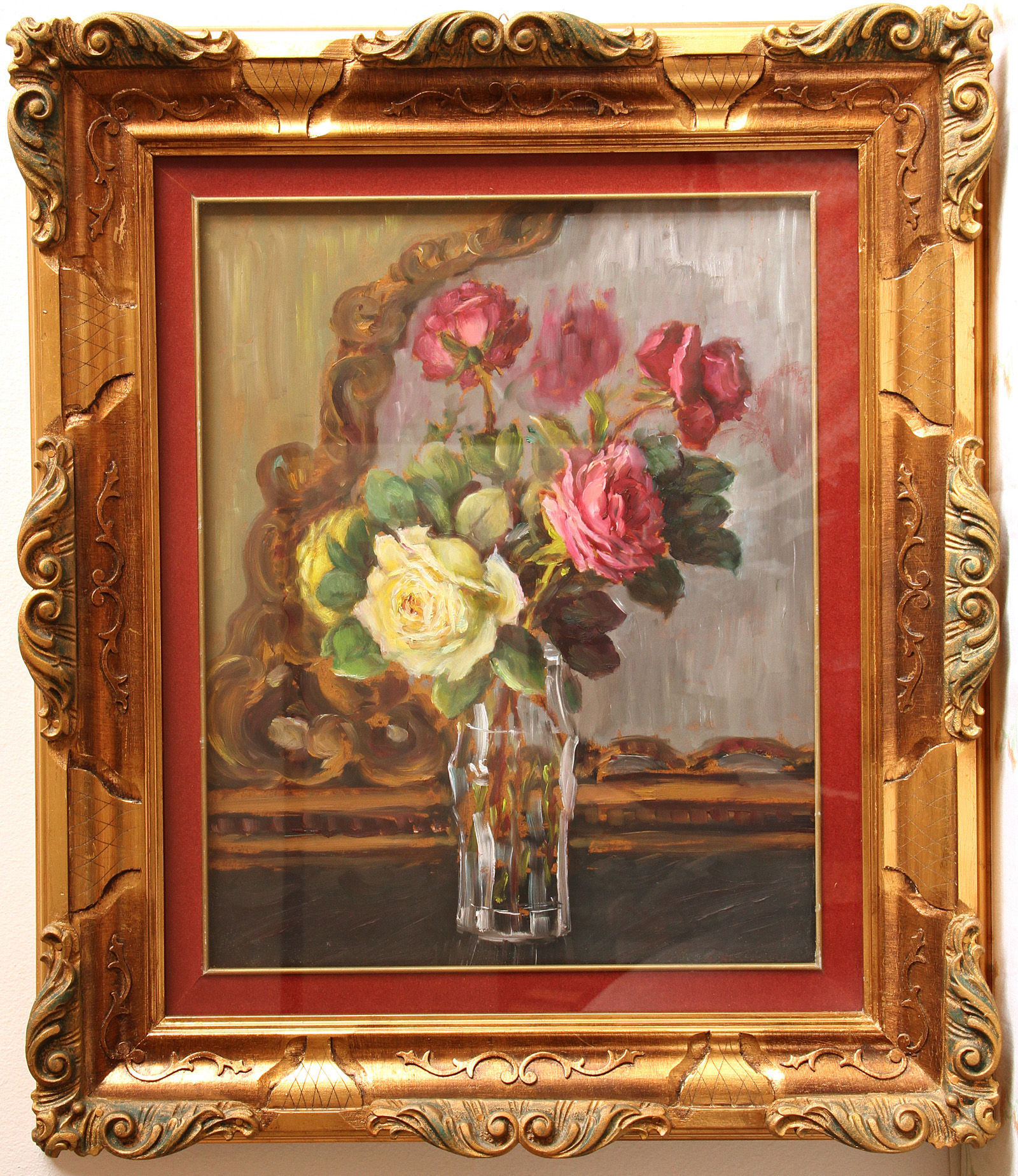 Rose in vaso specchiera