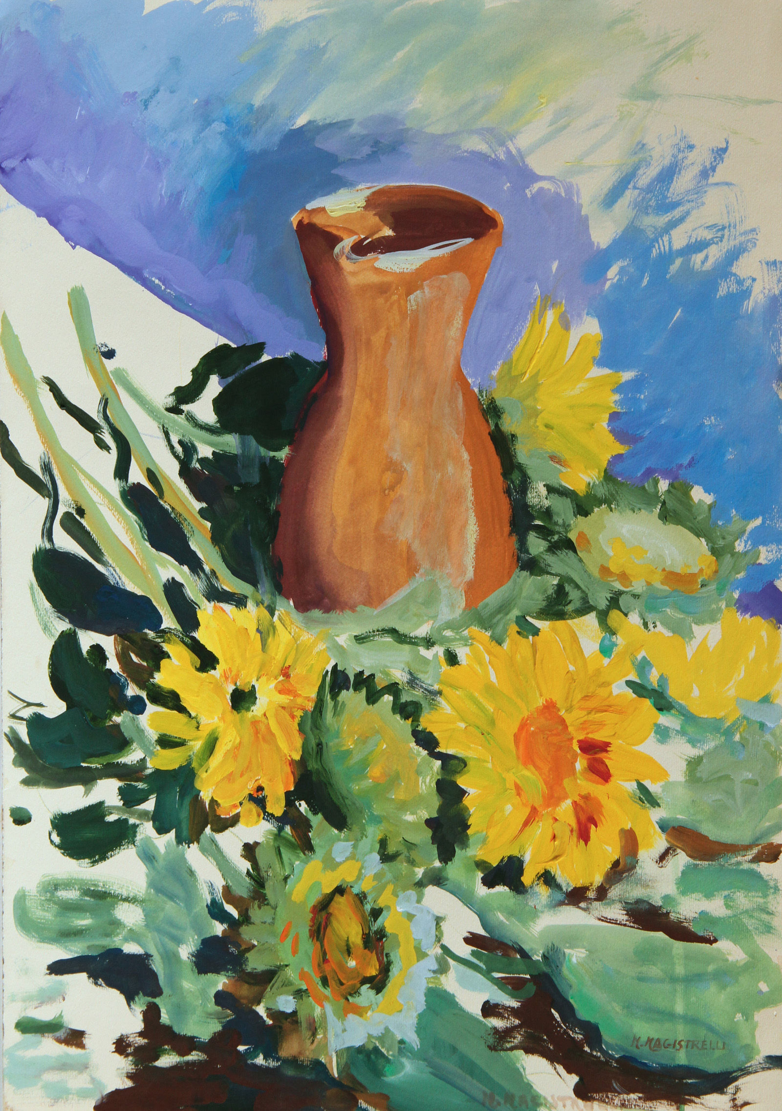 Girasoli con vaso in terracotta