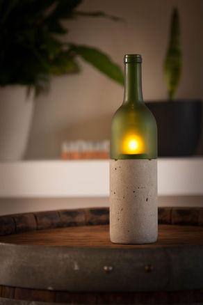 TwineLight - Concrete wine bottle tealight candle holder by Unfound Creations