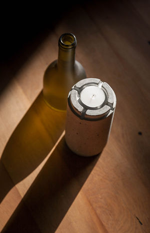 TwineLight - Concrete wine bottle tealight candle holder by Unfound Creations