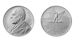 USA: Silberne Präsidentschaftsmedaille auf US-Präsident Woodrow Wilson