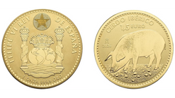 Spanien: Iberisches Schwein 2026 aus der Serie „Spanische Goldbarrenmünzen“ 