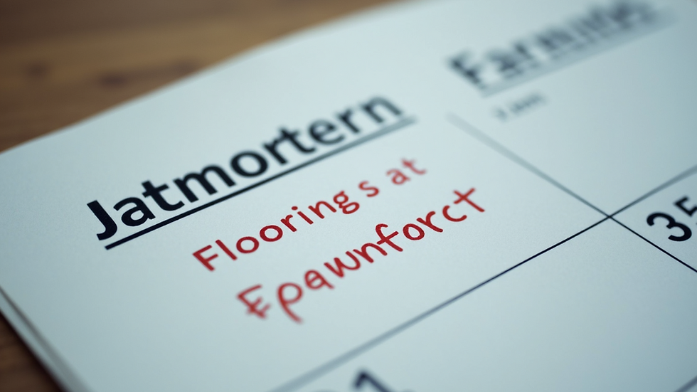 Close-up view of a calendar with a flooring appointment marked