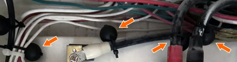 PowerChips tied onto the cables inside a home distribution board
