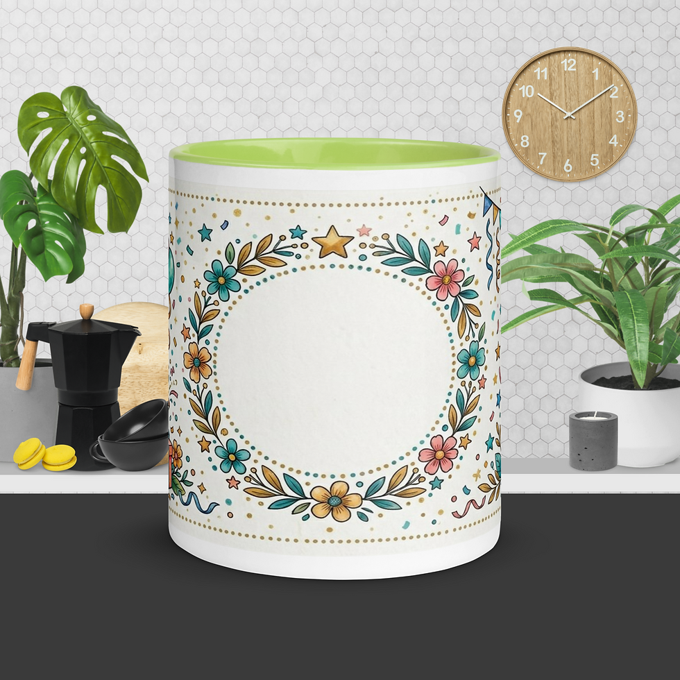 Thumbnail: Personalised birthday mug with custom name, ceramic with coloured inside and rim, 11oz 