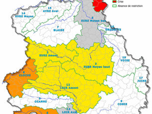 Carte de l'eau du département d'Eure-et-Loir au 14 août 2025