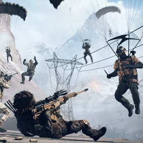 Battlefield 6 Silah Dengesi ve Yeni Meta Rehberi 2025 — Dağ yamacında paraşütle inen askerler ile sniper ve piyade birimlerinin çatıştığı sahne. Yeni yama sonrası dengelenen silahların ve dinamik savaş ortamının temsili kapak görseli.