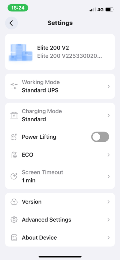 Bluetti app settings