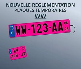 JEU NOUVELLE PLAQUE IMMAT WW GARAGE  PROVISOIRE SIV PLEXI 4 RIVET OFFERT   