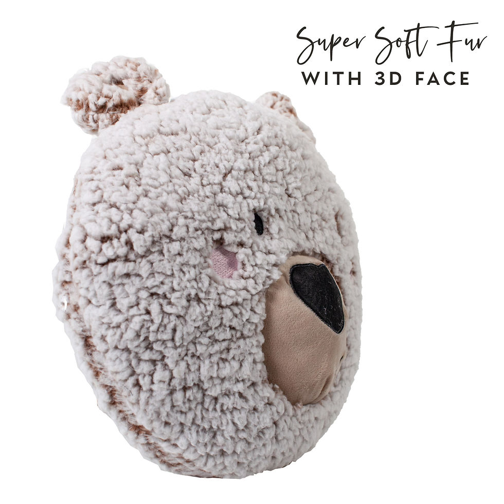 Thumbnail: Serpa borg teddy bear cushion, side view.