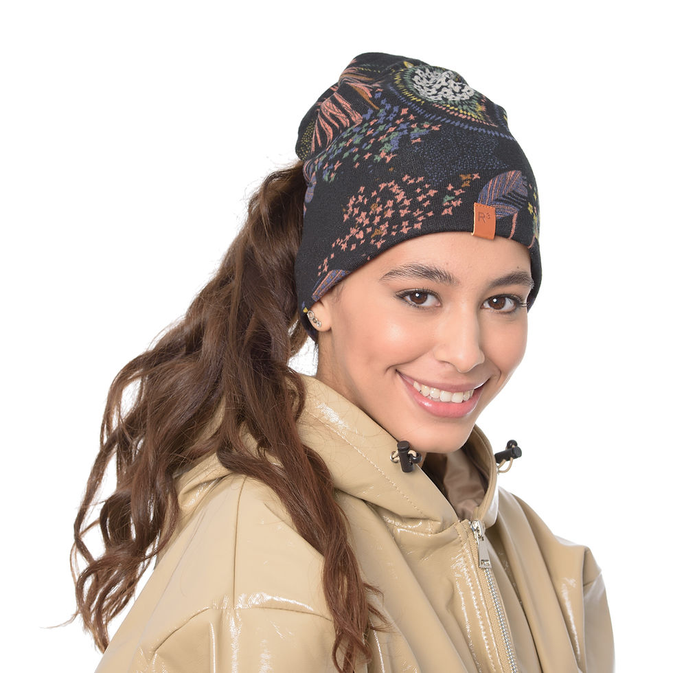 Thumbnail: RASTA3   Tuque NON doublée marine à motif, 3 dans 1