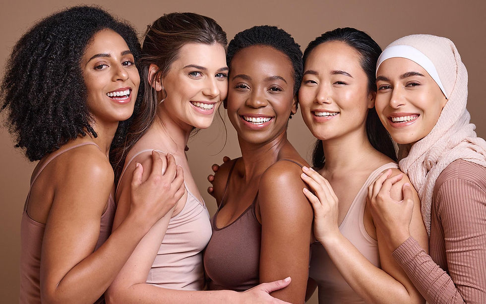 women with healthy hair using vegan care products for dry hair