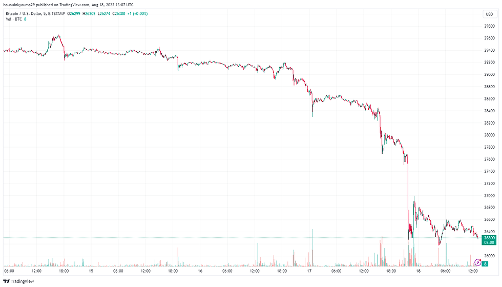 The value of the asset seems to have crashed during the last day | Source: BTCUSD on TradingView