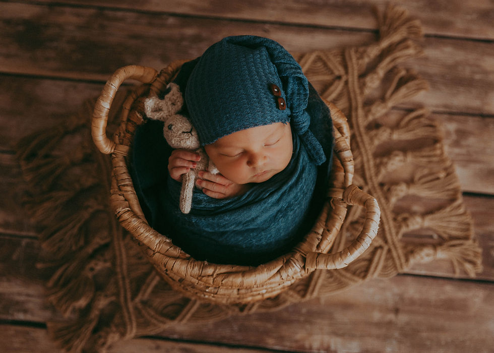 calgary newborn photography baby in basket prop in blues