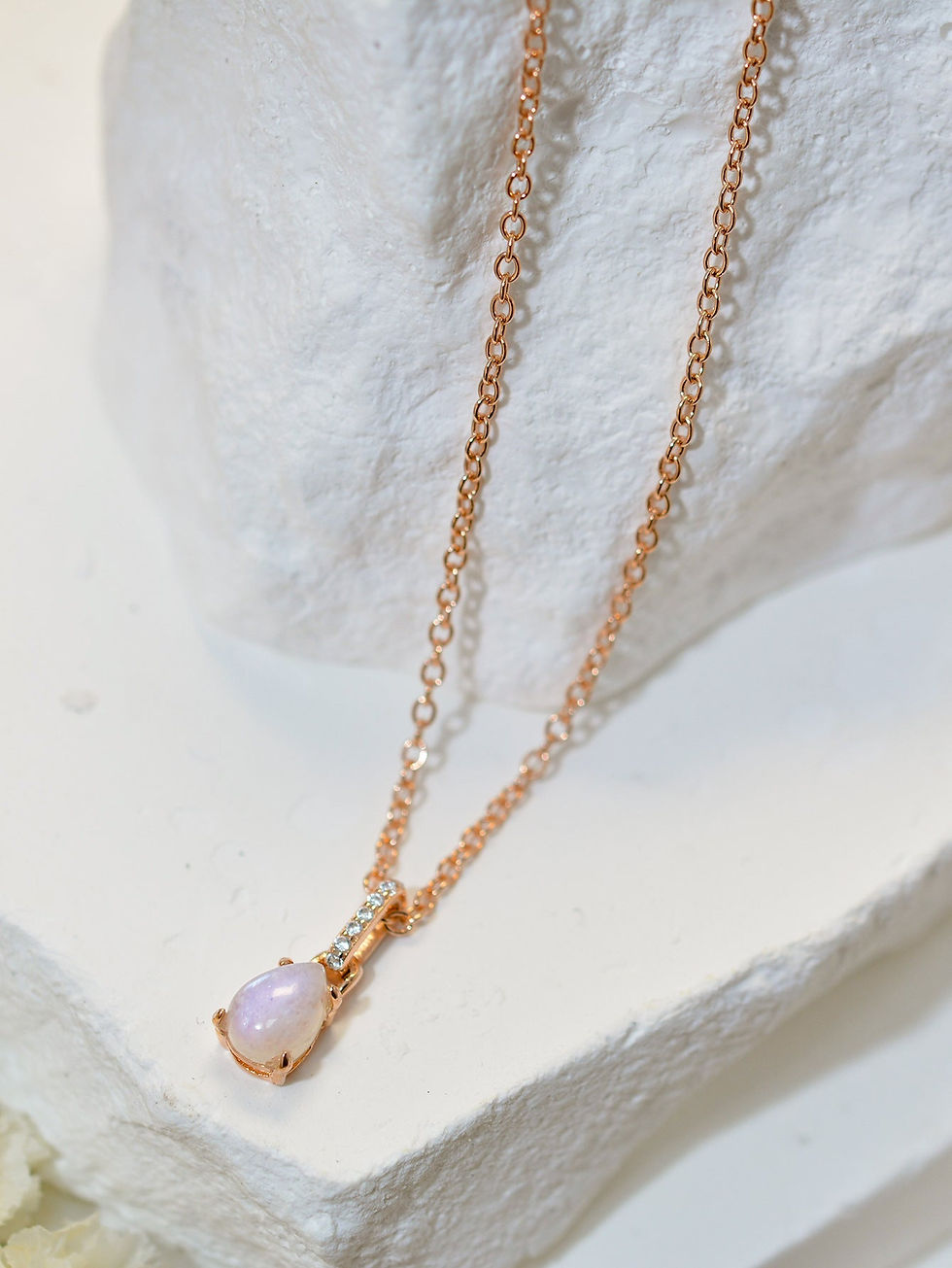 Thumbnail: Moonstone Teardrop Pendant Necklace