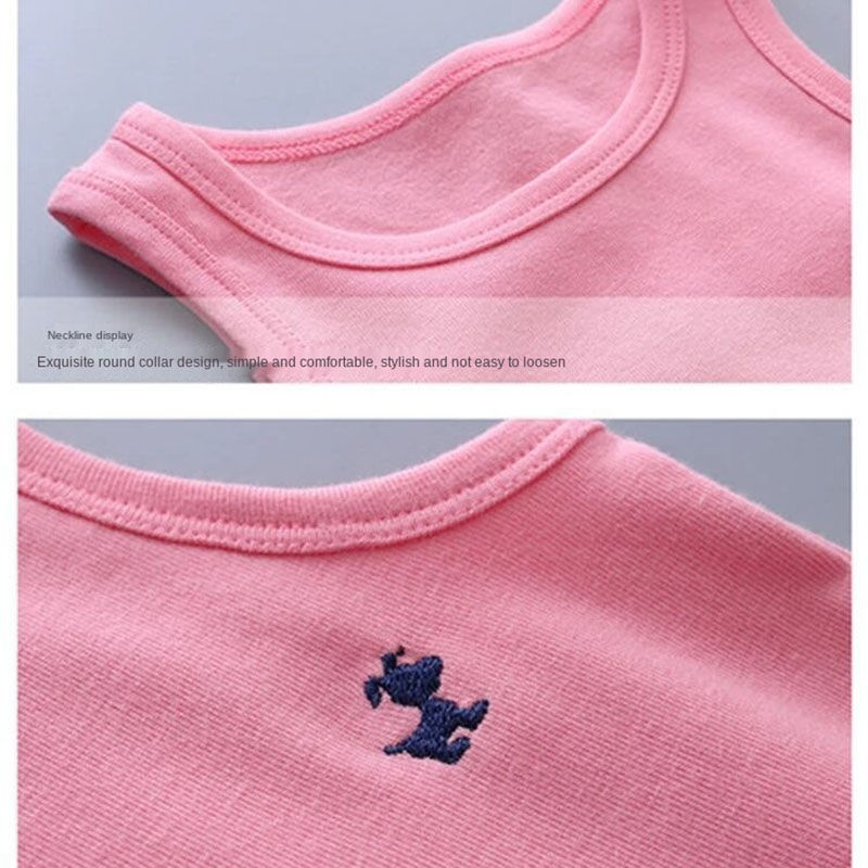 Thumbnail: Girls' Graphic Cotton T-Shirt Summer Sleeveless Top