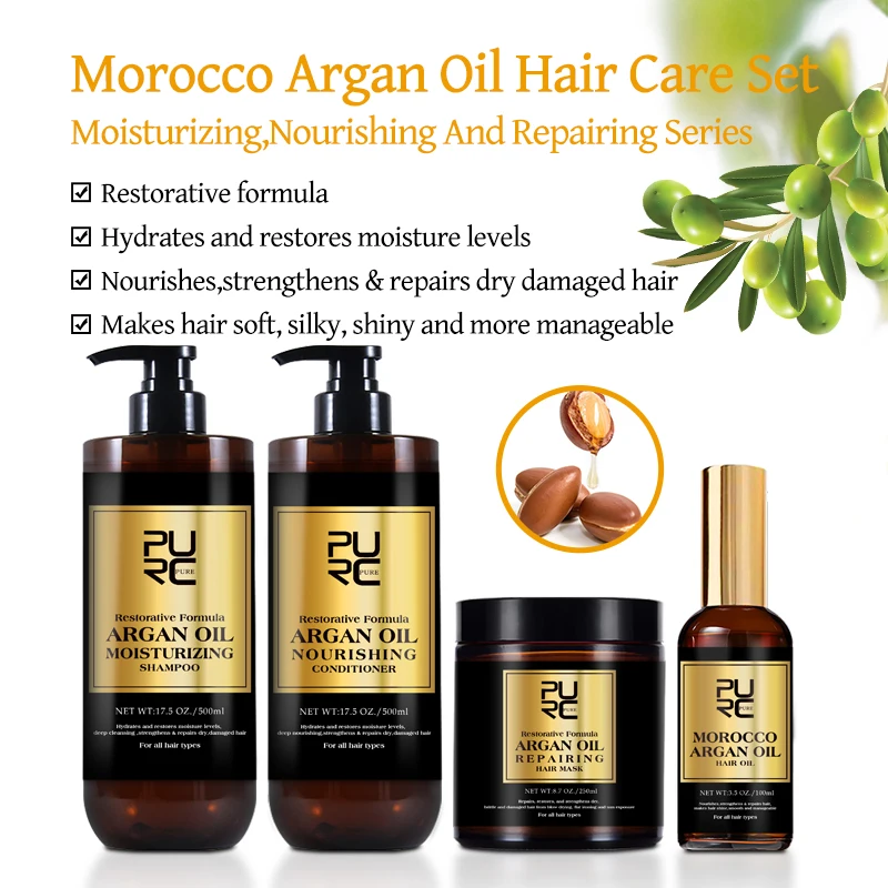 Miniatura: Morocco Argan Oil Shampoo Conditioner Hair Mask Treatment Deep Repairing Damage 