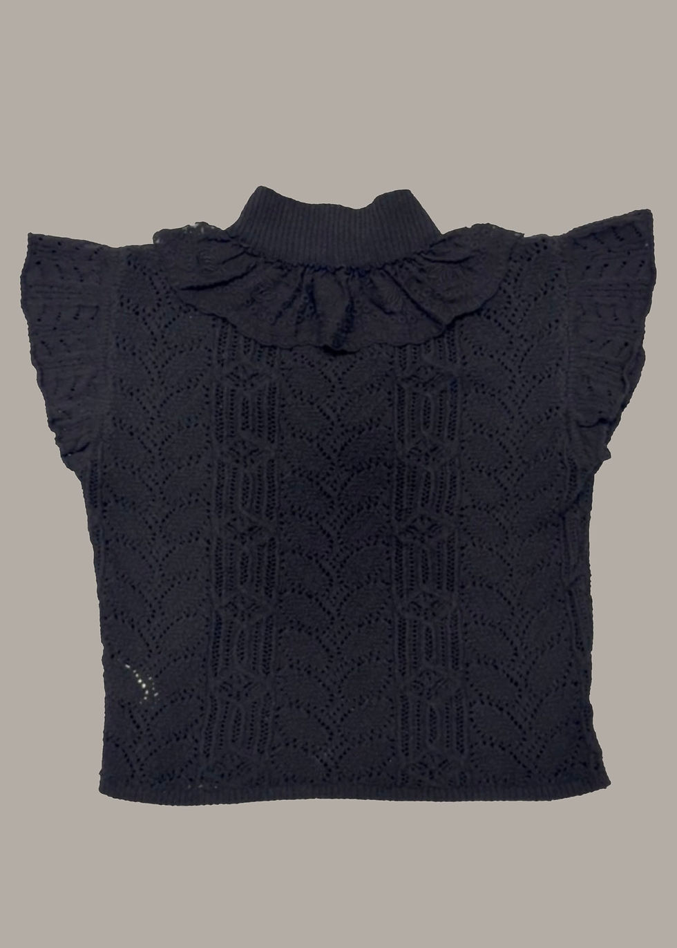 Thumbnail: Black Knitted Ruffle Top