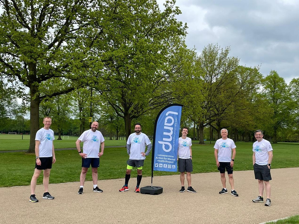 MP Jon Ashworth and five other men taking part in last year's Lamp 5k Around the World challenge