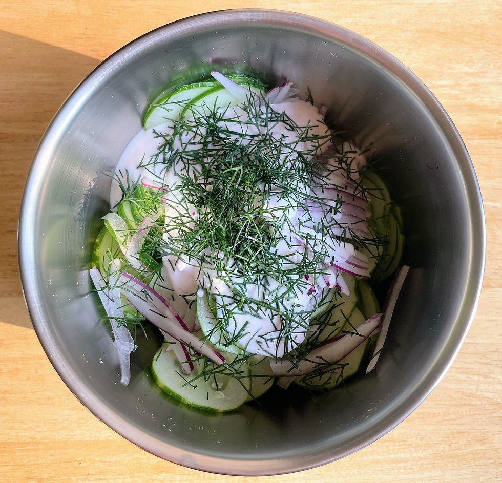 making creamy cucumber salad