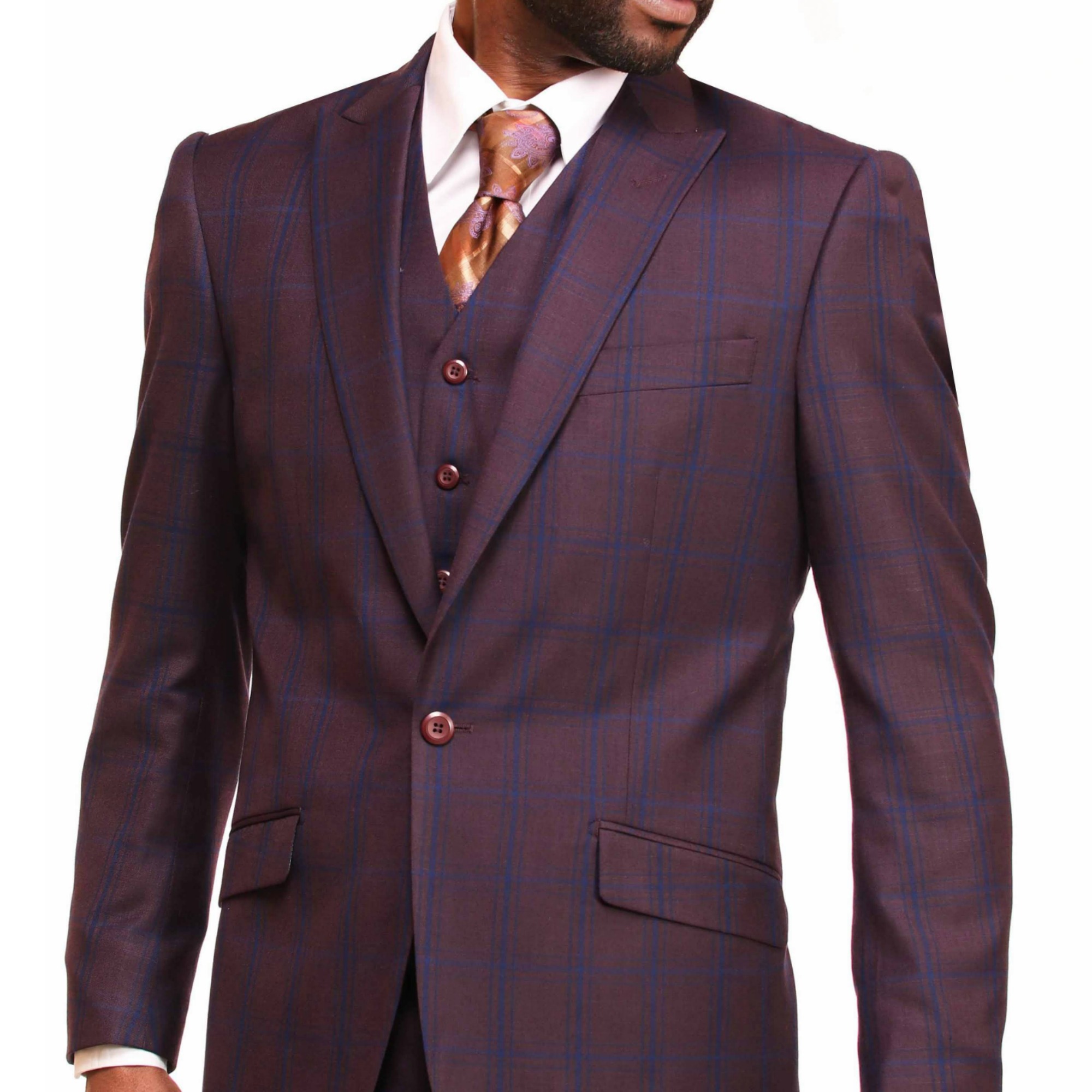 Burgundy Vested Suit