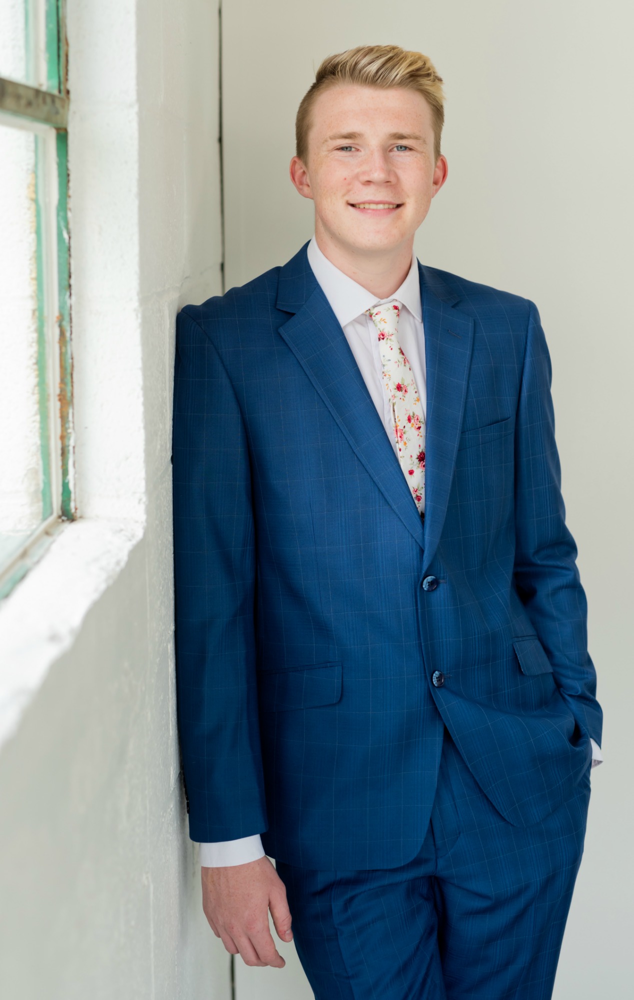 Blue Suit in a Window Pane Plaid