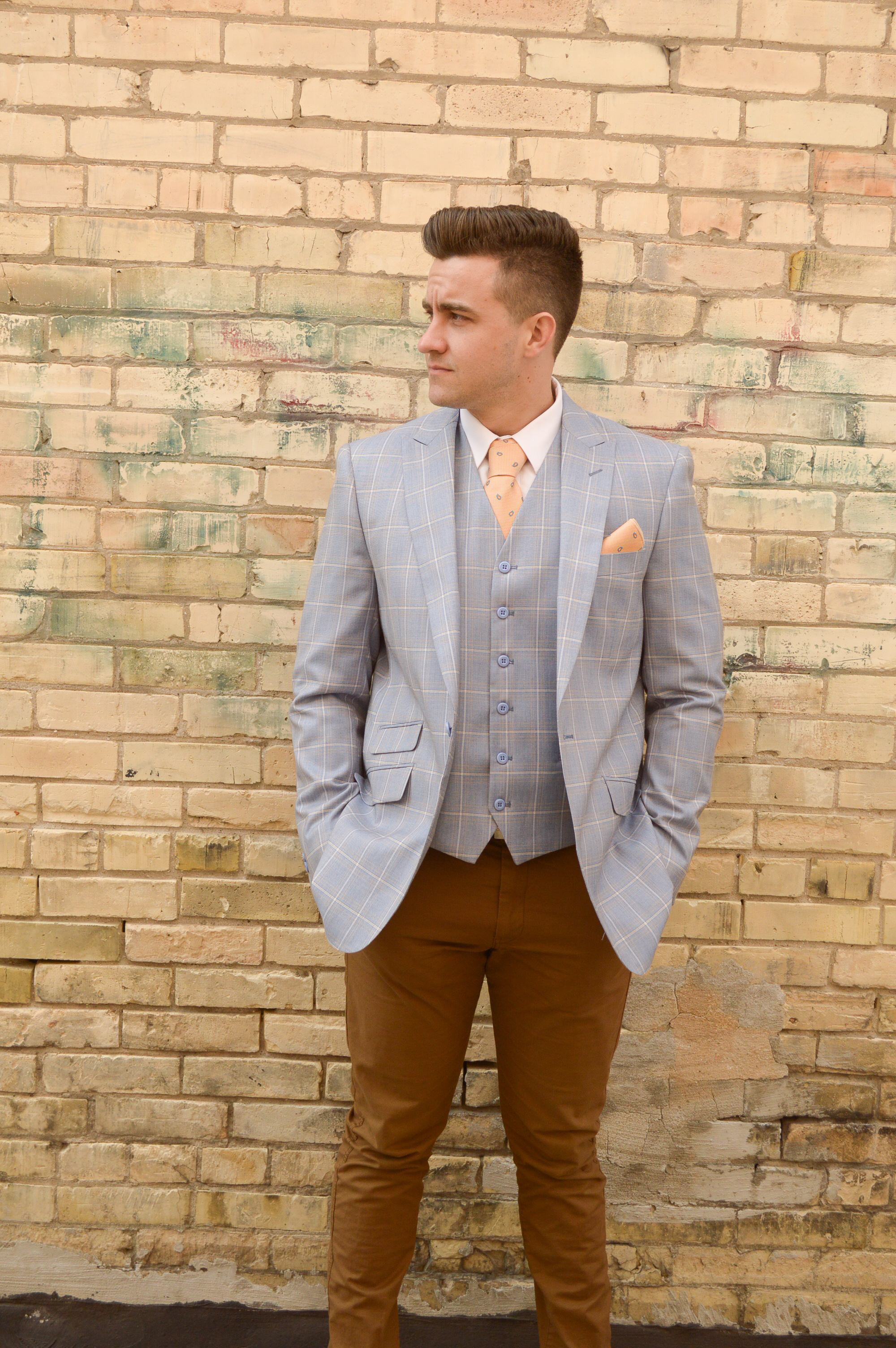Light Blue Plaid Suit Coat