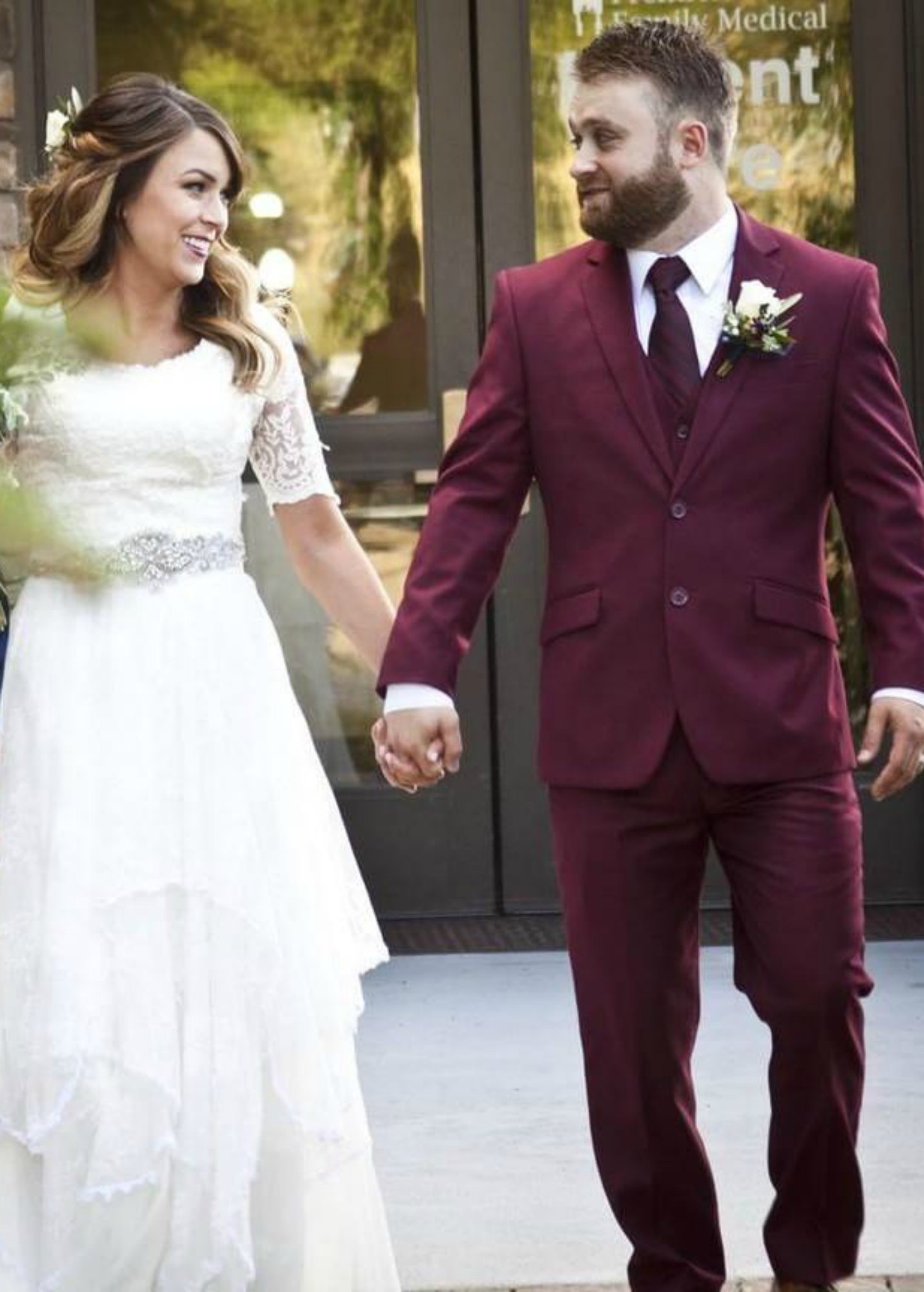 Burgundy Slim Suit for the Groom