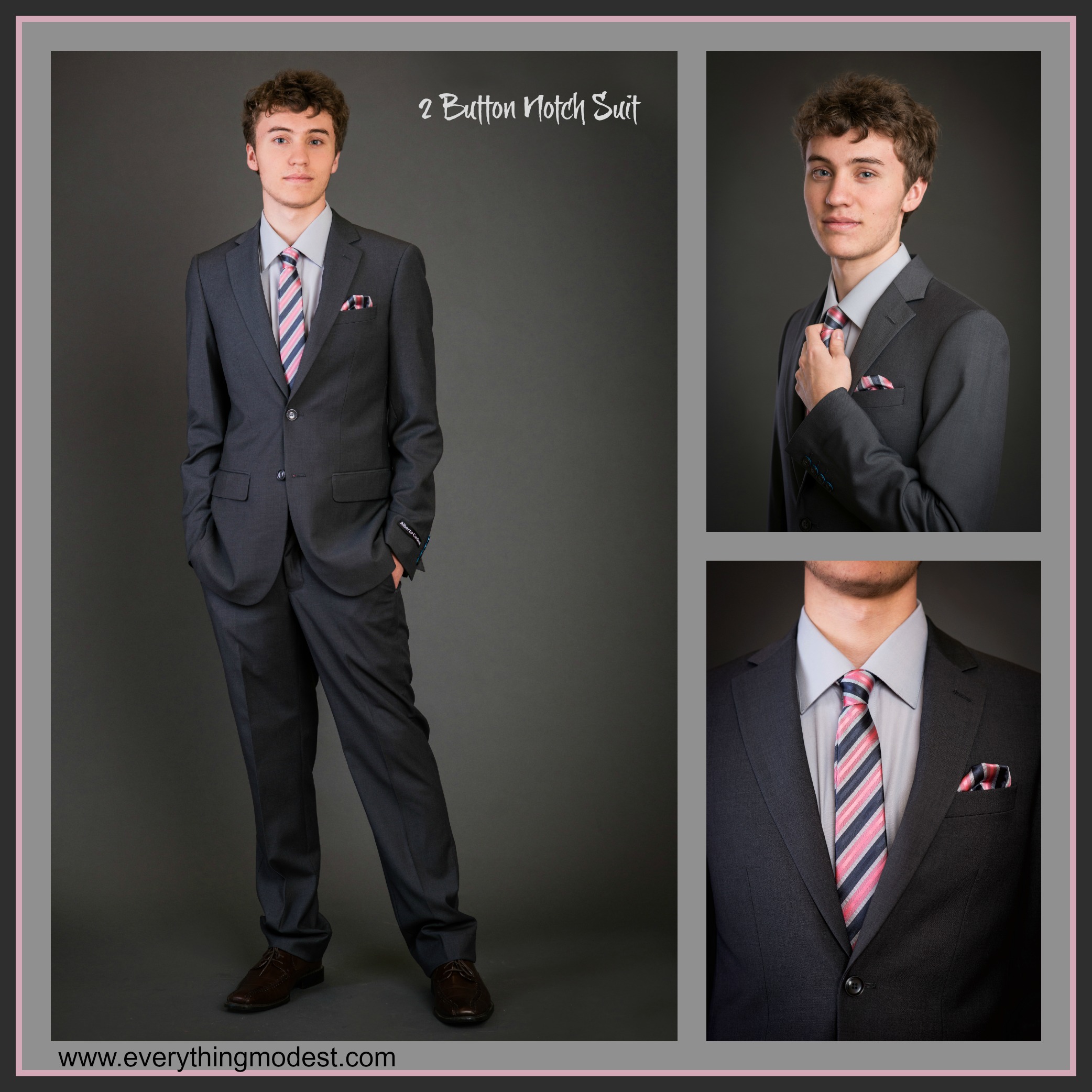 Slim Fit Men's Gray Suit