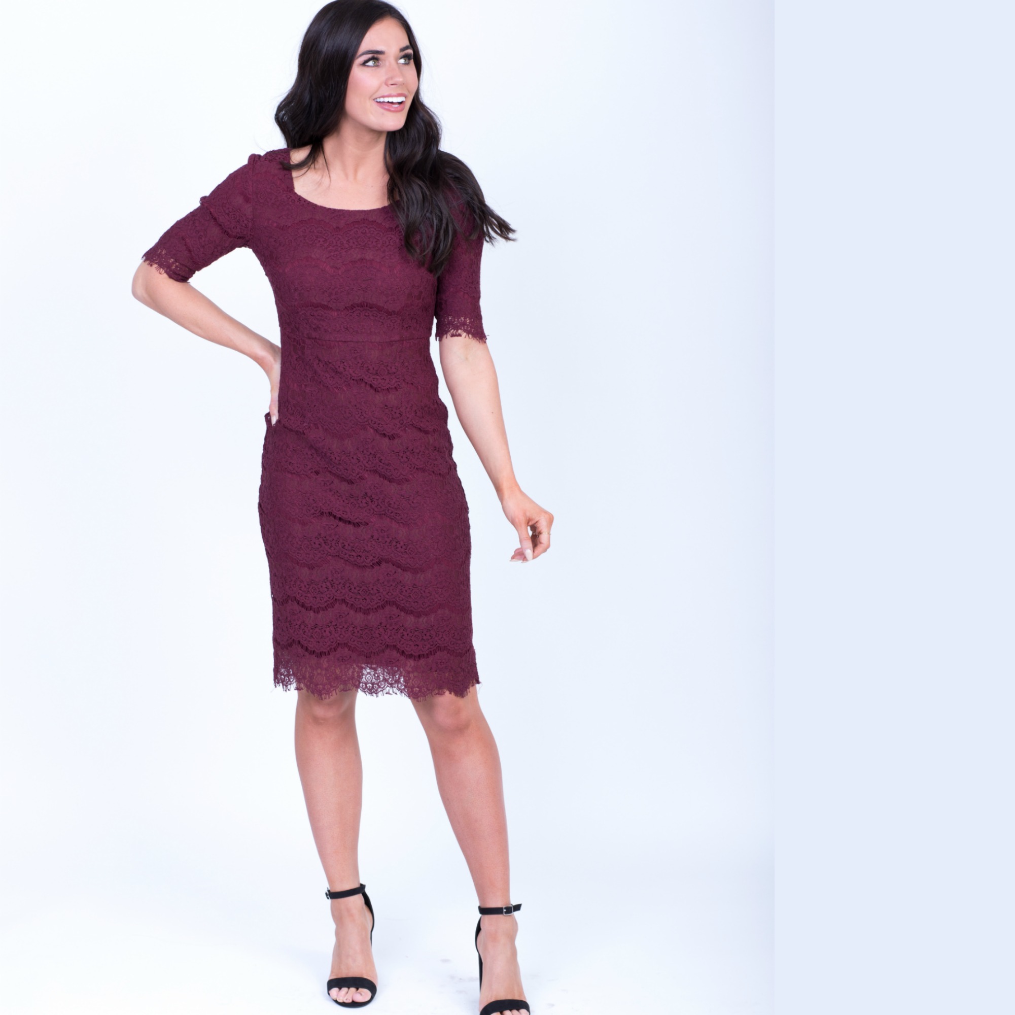 Jill Lace Dress-Burgundy