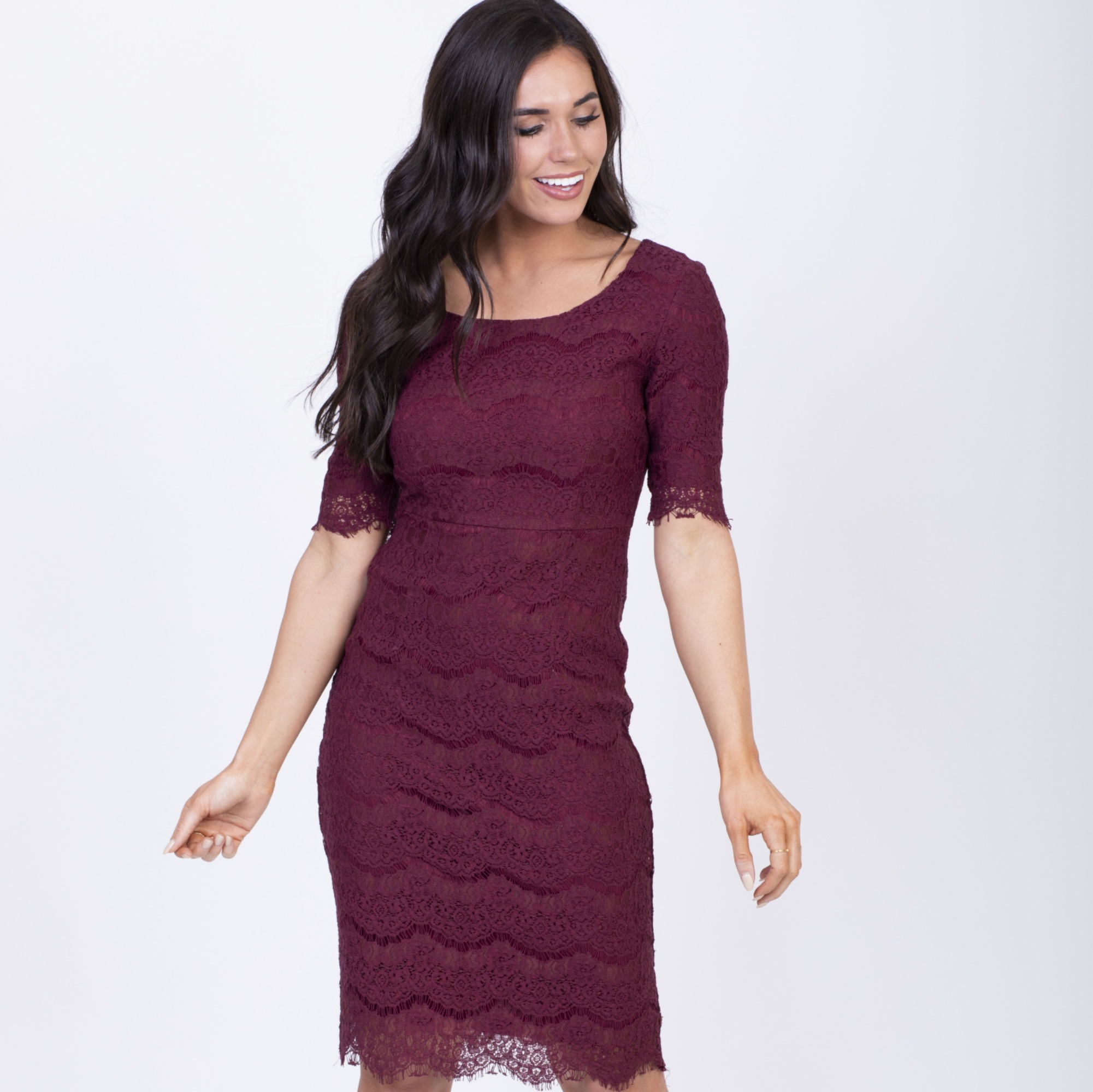 Jill Lace Dress-Burgundy