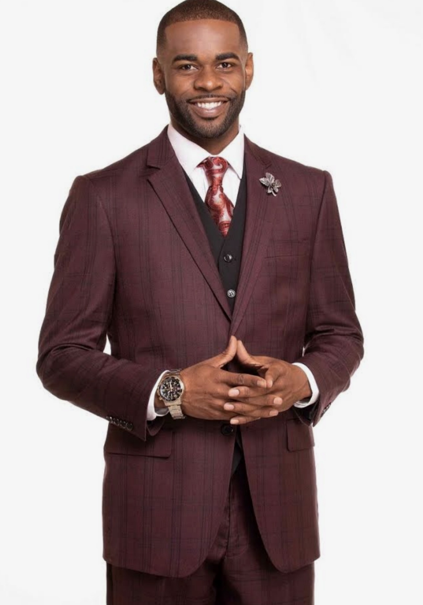 Burgundy Plaid Suit