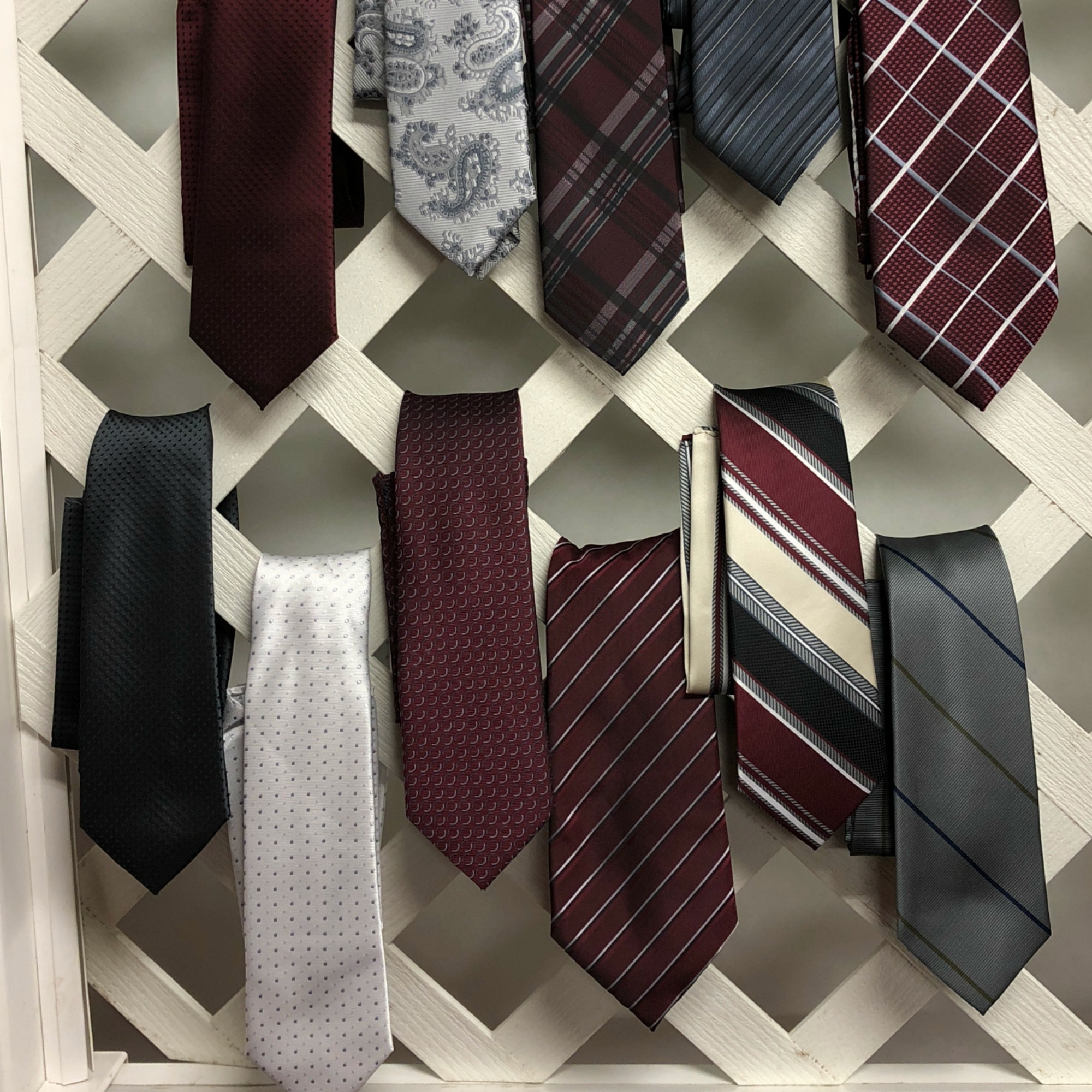 Ties in Burgundy and Grays