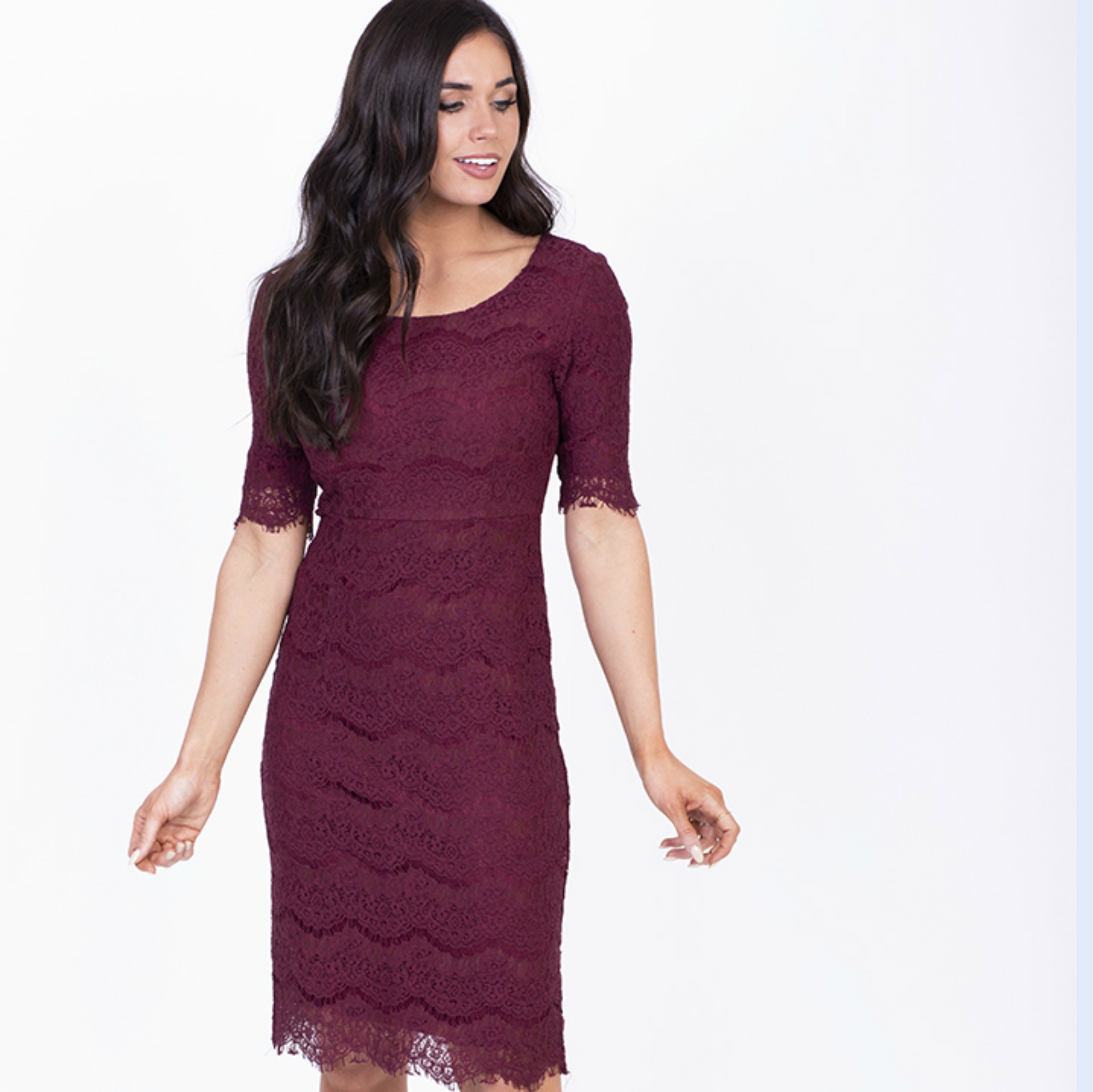 Jill Lace Dress-Burgundy