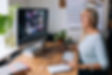 Smiling mature woman having video call v