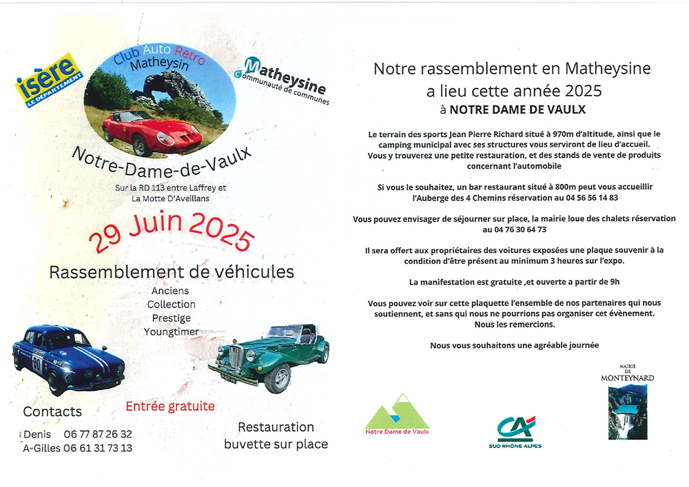 Rassemblement de véhicules au stade du Sabot à partir de 9h00 le samedi 29 juin 2025
