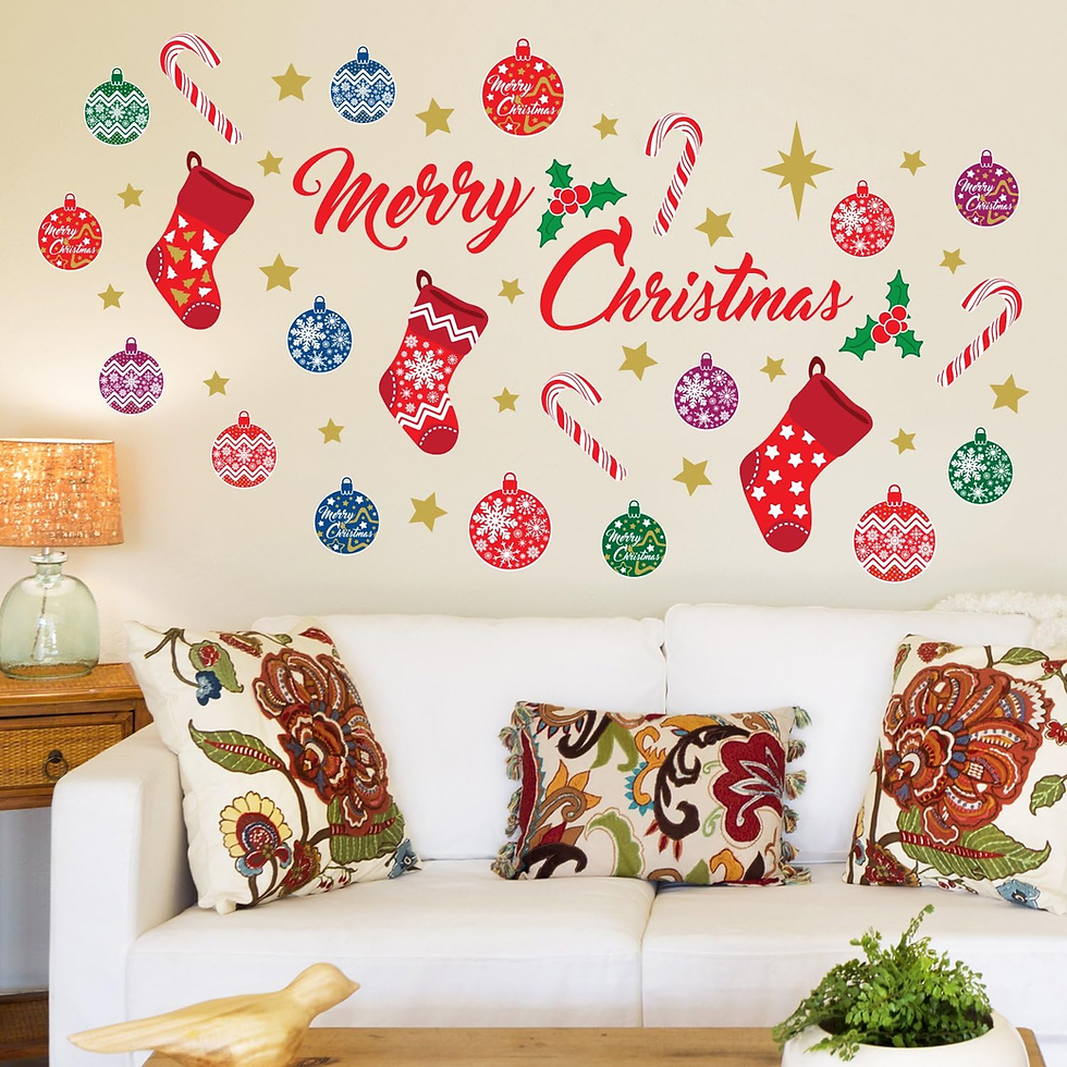 Merry Christmas Wall Stickers - Festive Wallflexi Decoration Set